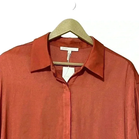 Maje Dress Women’s 3 Terracotta Chemise Robe Delicate Quiet Luxury Night Out NWT - Picture 3 of 8